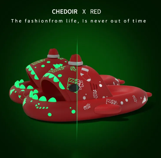 Glow Chomp Holiday Slides in Red