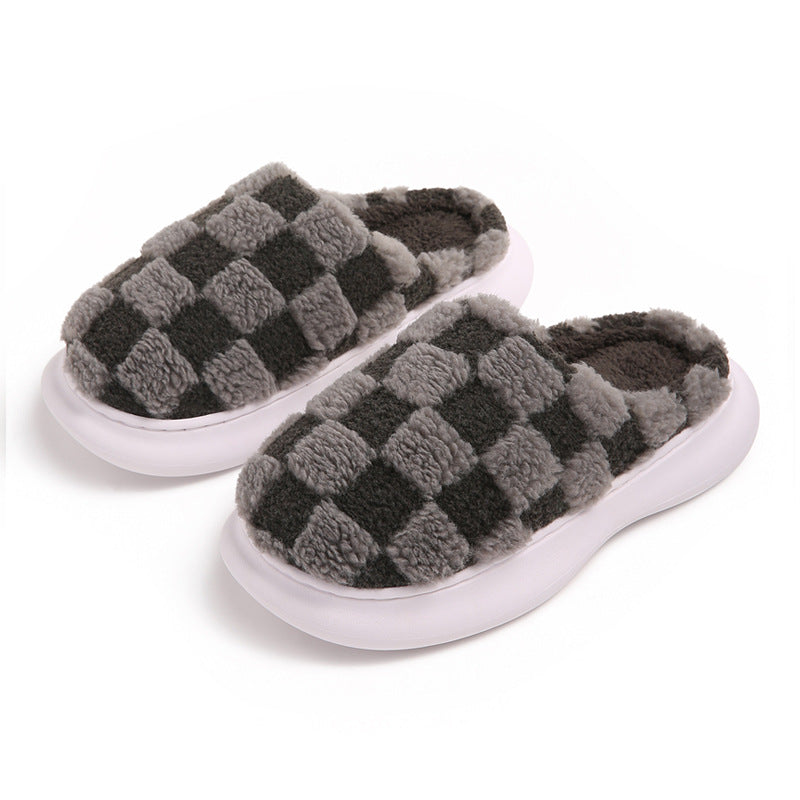 Checkered Plush Cloud Slippers