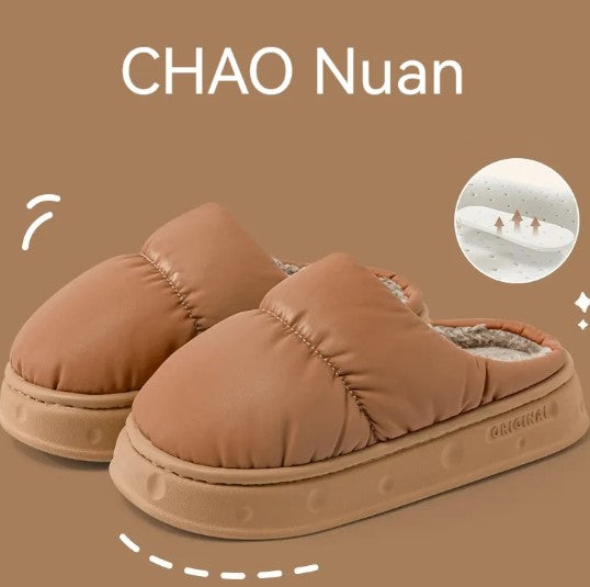 Marshmallow Puffer Slippers in Brown