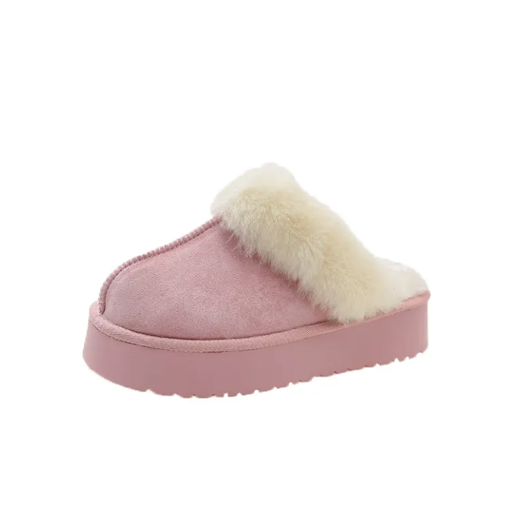 Fluff Tower Platform Slippers in Pink