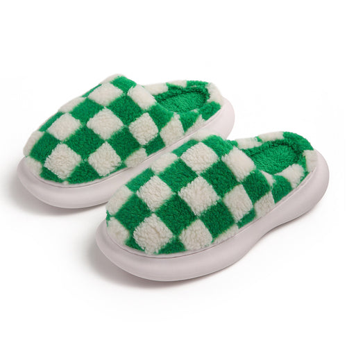 Checkered Plush Cloud Slippers