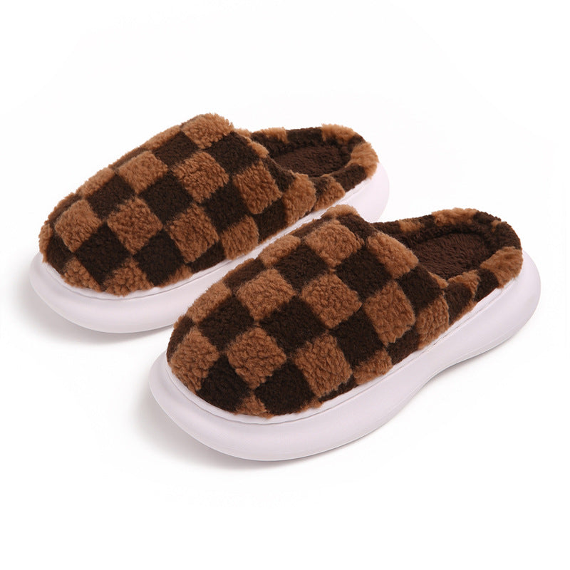 Checkered Plush Cloud Slippers