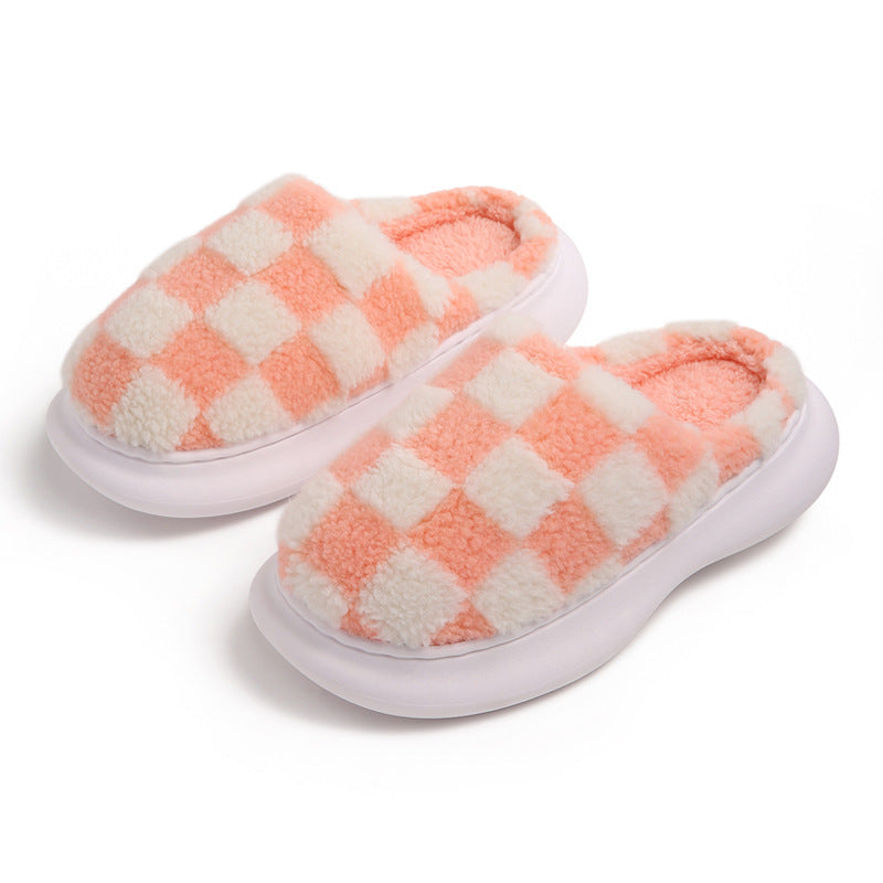 Checkered Plush Cloud Slippers