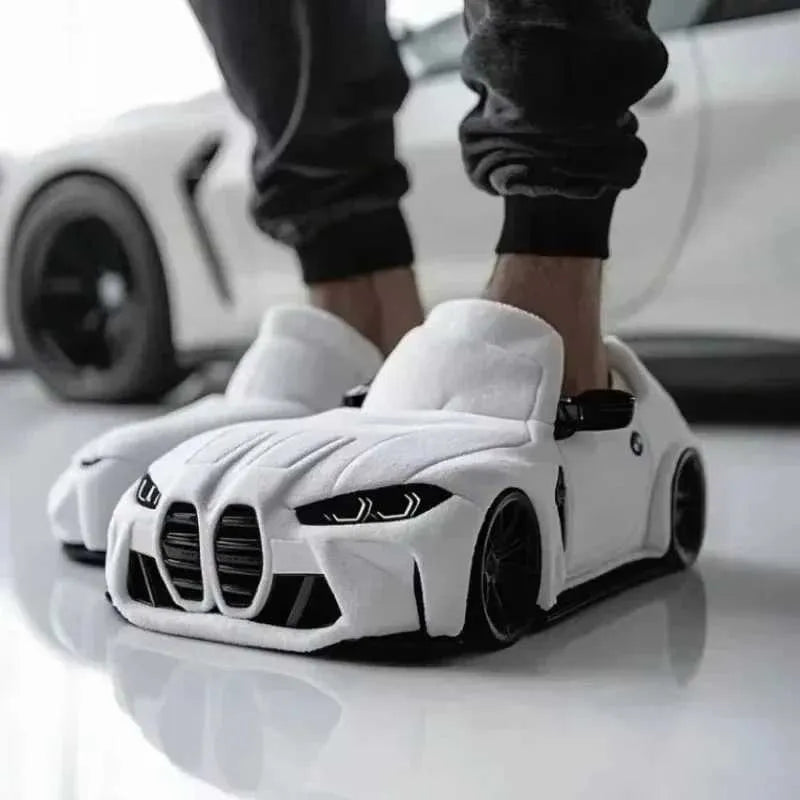 Cozy Plush Driving Slippers in White