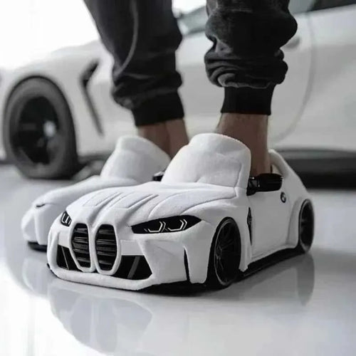Cozy Plush Driving Slippers in White