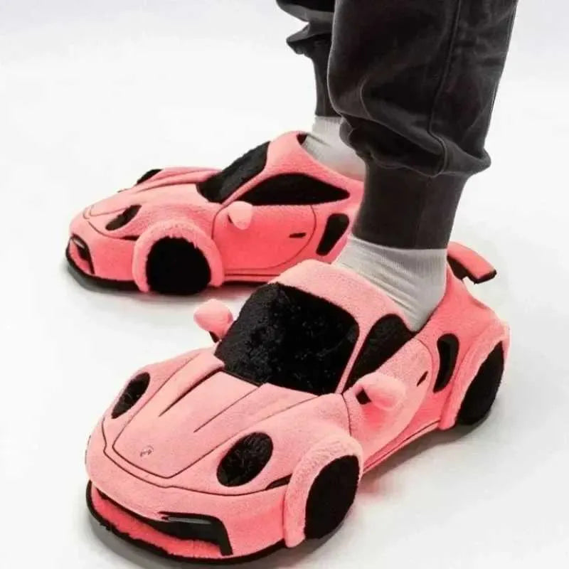 Cozy Plush Driving Slippers in Pink - Alternate