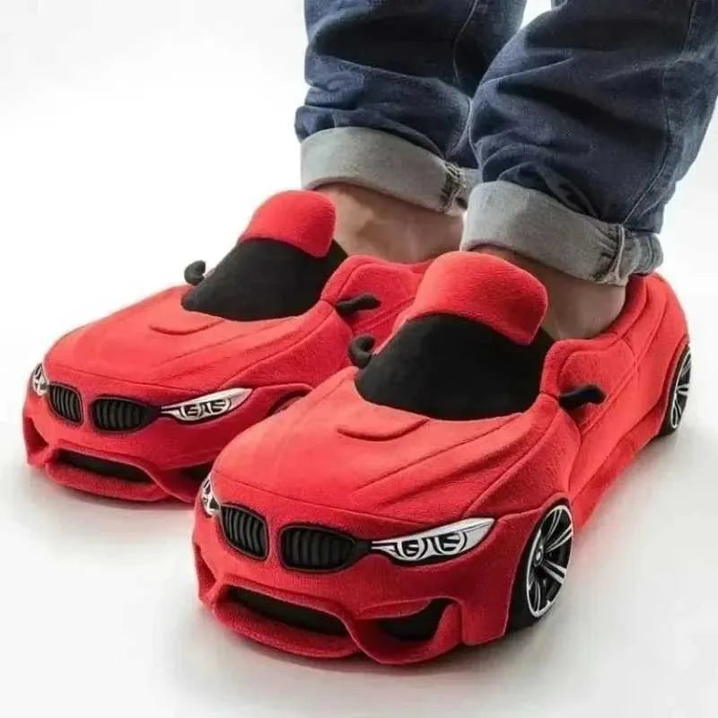 Cozy Plush Driving Slippers in Red