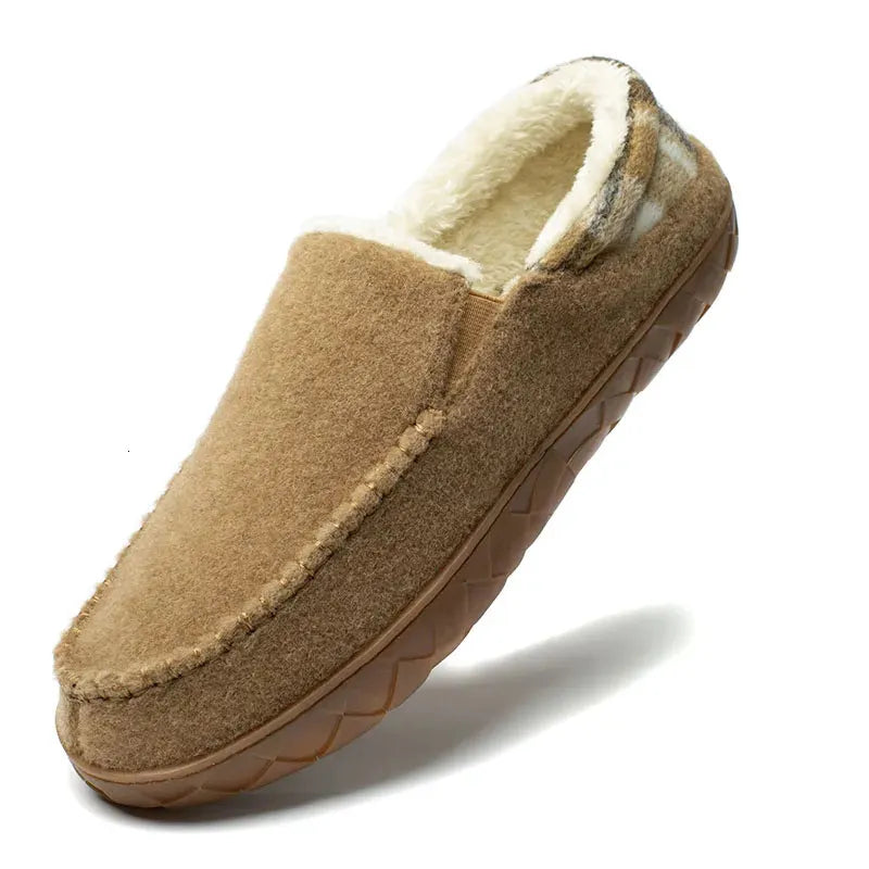 Cozy Wrap Plush House Slippers in Tan