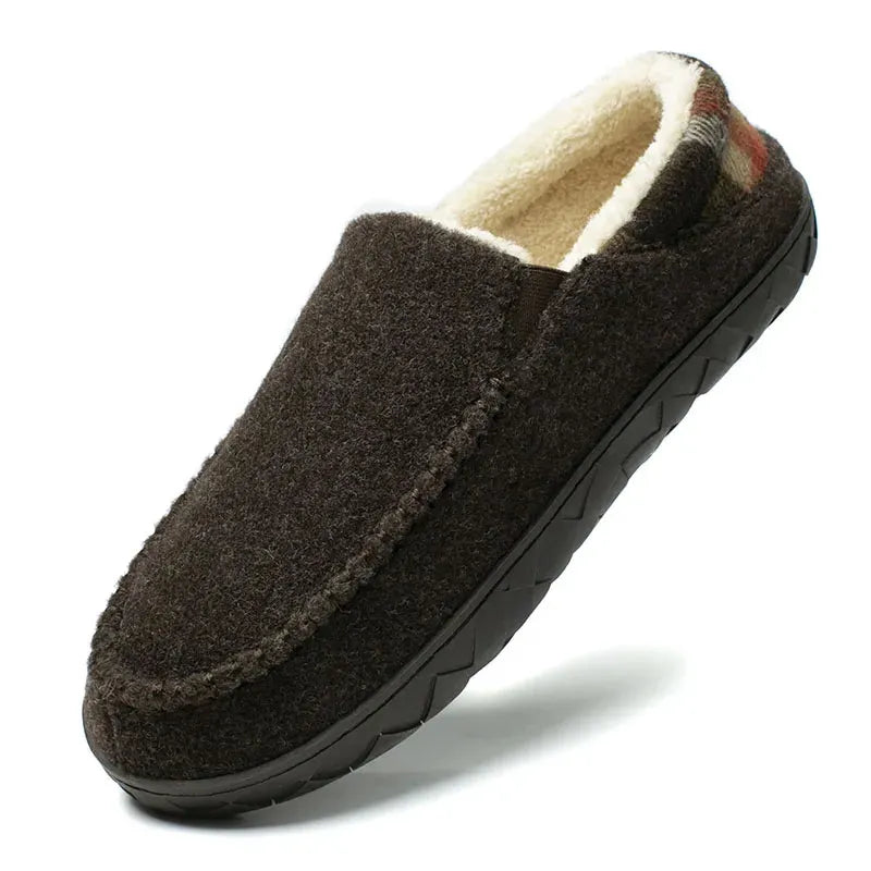 Cozy Wrap Plush House Slippers in Dark Brown