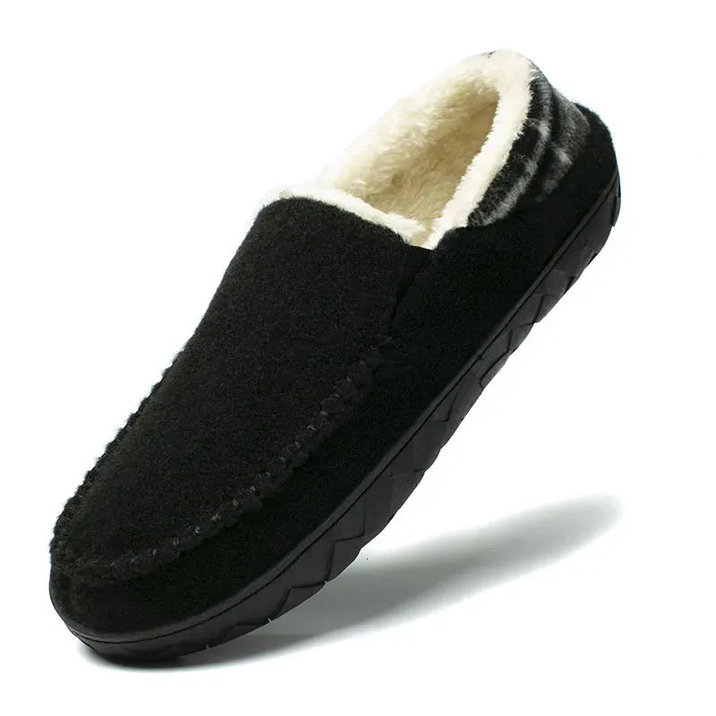 Cozy Wrap Plush House Slippers in Black